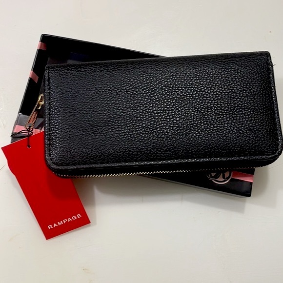 🆕 Rampage Floral Embroidered & Pebbled Zip-Around Long Trifold Wallet - Picture 4 of 14